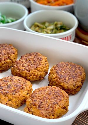 糖質オフに!大豆ミートのハンバーグ-レシピのメイン写真