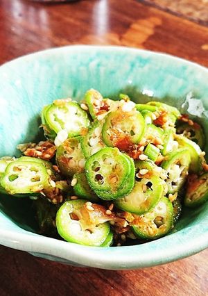 夏の食材！無農薬生オクラの梅おかか和え☆-レシピのメイン写真