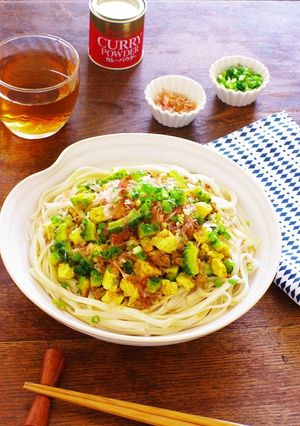 豆腐ゴーヤ肉そぼろスパイシー和えうどん-レシピのメイン写真