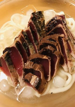 冷やしうどん＆かつおのたたきパック-レシピのメイン写真