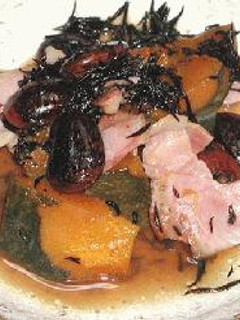 ベーコン.かぼちゃ+うずら豆の煮物-レシピのメイン写真