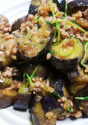 簡単！茄子とひき肉のニンニク味噌炒め-レシピのメイン写真