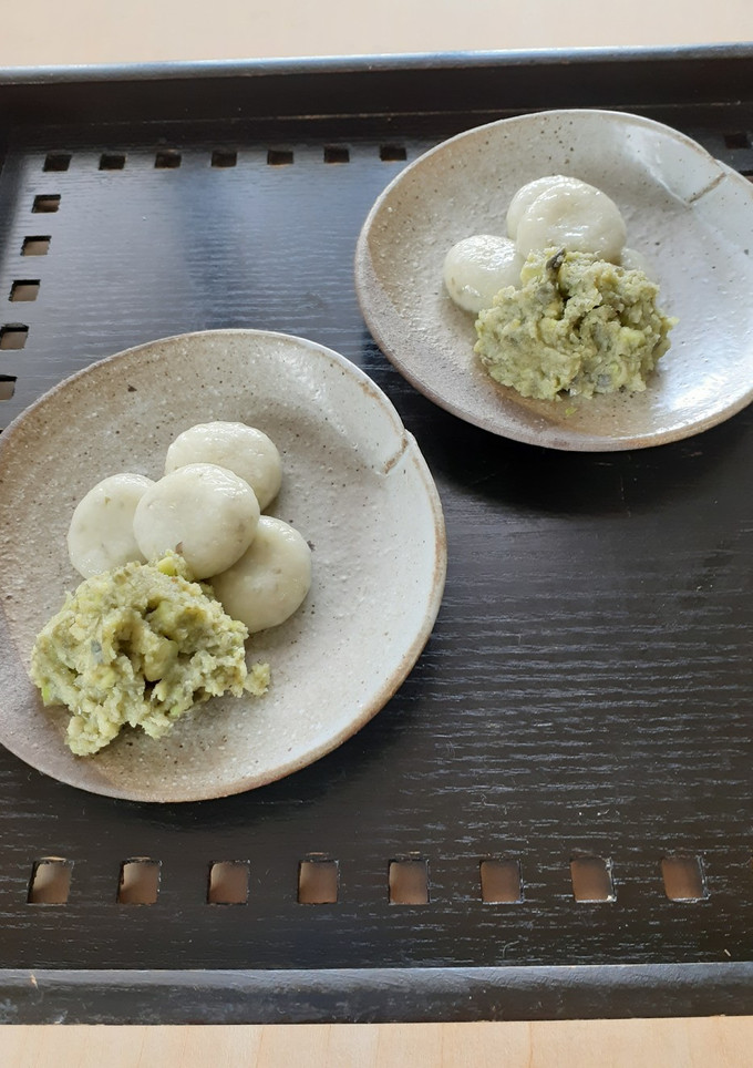 紫ずきん（京 夏ずきん）の白玉ずんだ-レシピのメイン写真