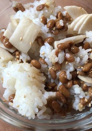 いぶりがっこ風漬物で納豆ご飯-レシピのメイン写真