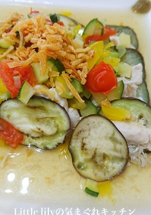 茄子とささみのレンジ蒸し　夏野菜ソース-レシピのメイン写真