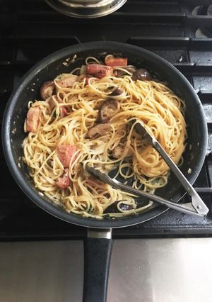 具沢山カルボナーラ風、和パスタ-レシピのメイン写真