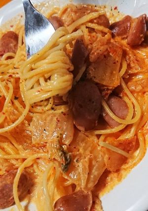 キムチクリームパスタ-レシピのメイン写真