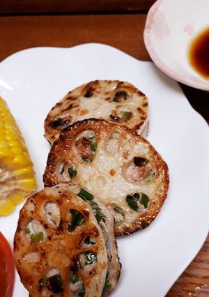 レンコンはさみ焼き☆餃子風味-レシピのメイン写真