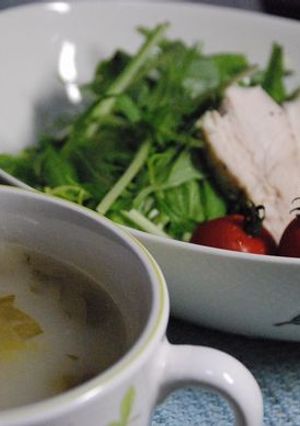 鶏胸肉の蒸し鶏とスープのお粥-レシピのメイン写真