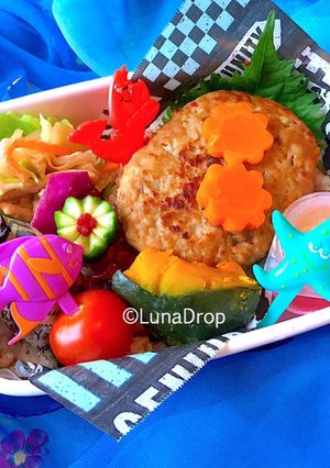 中学生　簡単ハンバーグ弁当　夏弁当-レシピのメイン写真