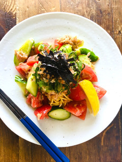 糖質制限!夏野菜とツナの冷製サラダスパ-レシピのメイン写真