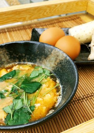 大和芋とたまごを使った簡単お味噌汁♪-レシピのメイン写真