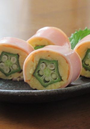 しっとり♪オクラとハムの卵焼き-レシピのメイン写真
