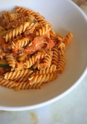 鯖の旨味凝縮！ 鯖と玉ねぎのトマトパスタ-レシピのメイン写真