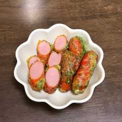 รูปของ お弁当に 赤ウインナーの磯辺揚げ