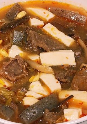 牛スジと豆腐のピリ辛味噌スープ-レシピのメイン写真