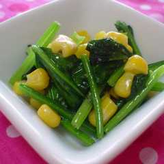 รูปของ ほうれん草＆コーン炒め♬