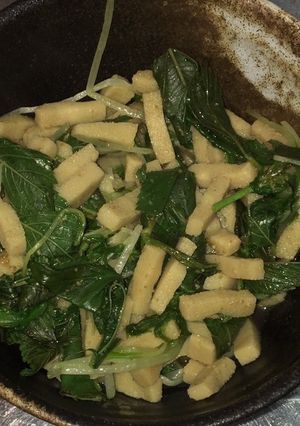 高野豆腐とモロヘイヤと水菜の山椒煮-レシピのメイン写真