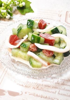 塩丸いかときゅうり&トマトのマヨサラダ♪-レシピのメイン写真