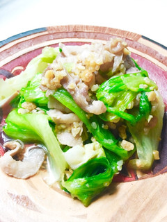 簡単4分レタスと豚の茶うけ味噌炒め-レシピのメイン写真