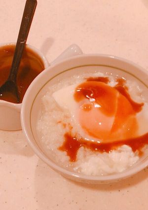 米粉を使ったとろーり餡の、玉子餅入りお粥-レシピのメイン写真