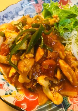 鶏肉とピーマンのトマト缶炒め-レシピのメイン写真