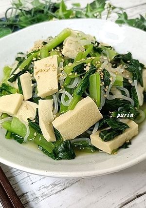 小松菜と白滝の麺つゆ炒め-レシピのメイン写真