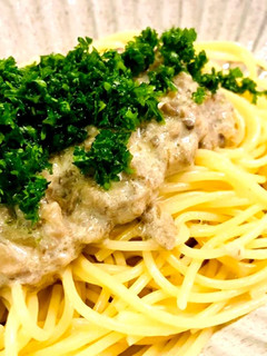 絶品!シャンピニオンソース、パスタに-レシピのメイン写真