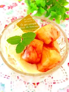 季節のフルーツ(桃)とバニラアイス♪-レシピのメイン写真