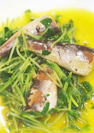 豆苗のオイルサーディン炒め-レシピのメイン写真