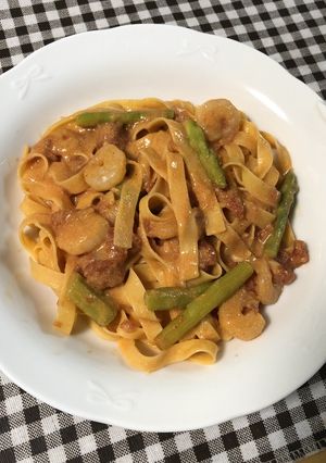 海老とアスパラのトマトクリームパスタ-レシピのメイン写真