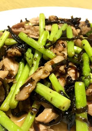意外な美味！アスパラとせせりの昆布炒め-レシピのメイン写真
