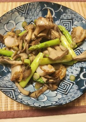 ホタテとアスパラキノコ炒め-レシピのメイン写真