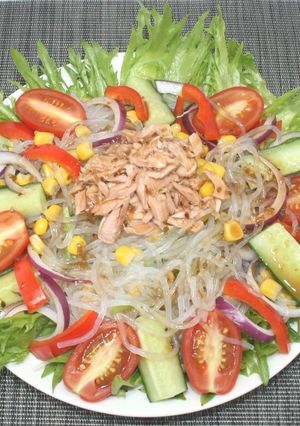 糖質オフ☆乾燥こんにゃくパスタでサラダ-レシピのメイン写真