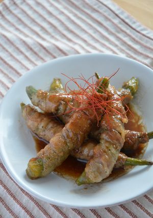 肉巻きオクラのきび酢照り焼き-レシピのメイン写真