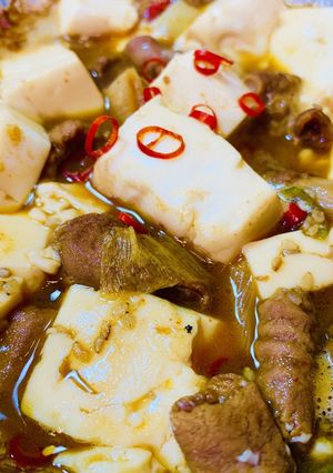 簡単！冷凍ホルモン鍋で作る ホルモン豆腐-レシピのメイン写真