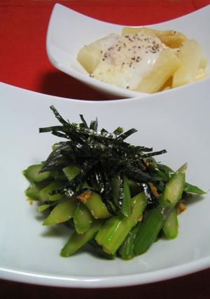 アスパラで２品★しょうが醤油と温玉のせ-レシピのメイン写真
