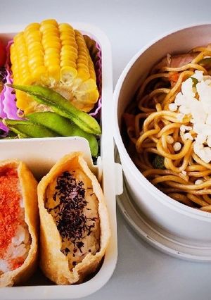 カラフルいなり寿司と焼きそば弁当-レシピのメイン写真