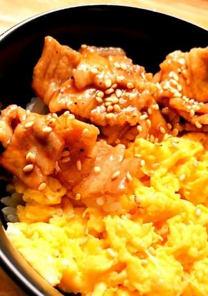 豚バラ肉と甘口タマゴの2色丼ぶり-レシピのメイン写真