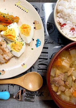 2歳児幼児食☆豚汁、プレート、梅しらす-レシピのメイン写真