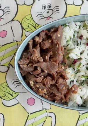 レンジで焼き肉！？タレ漬け牛肉の胡麻和え-レシピのメイン写真