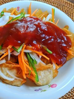 揚げワンタンの甘酢餡かけ-レシピのメイン写真