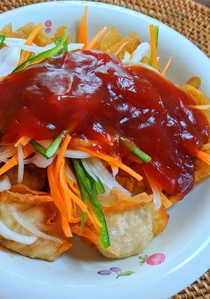 揚げワンタンの甘酢餡かけ-レシピのメイン写真