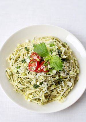 大葉ジェノベーゼで簡単【大葉ソースパスタ-レシピのメイン写真