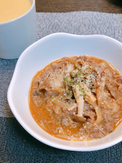 豆乳でヘルシー♪ビーフストロガノフ-レシピのメイン写真