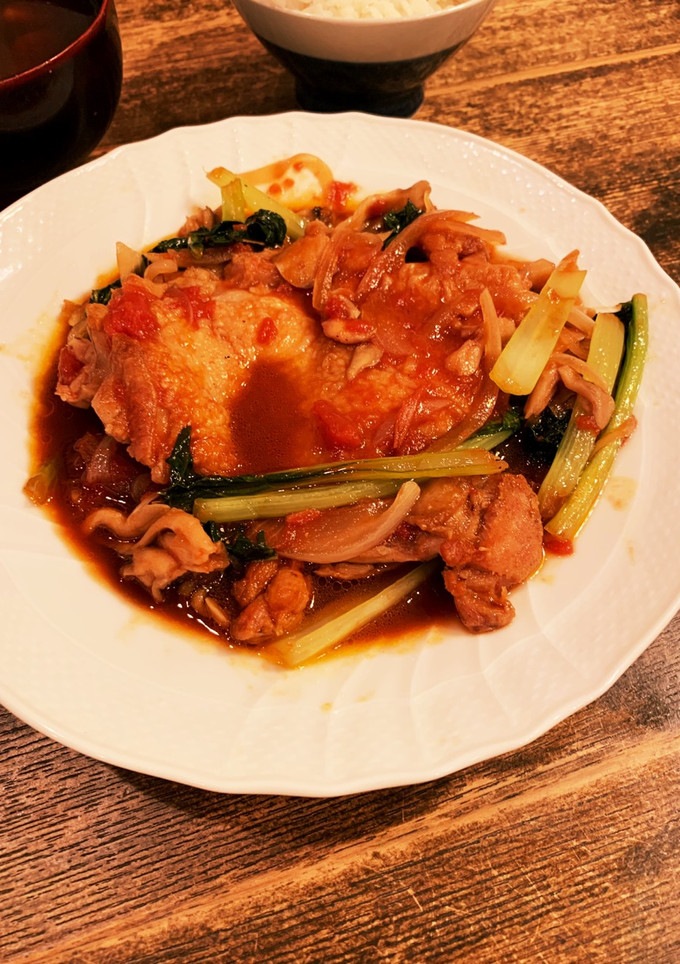 簡単！和洋折衷チキンのトマてり焼き-レシピのメイン写真