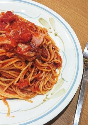 オクラのトマトソーススパゲッティ-レシピのメイン写真