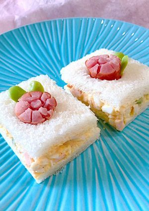 朝食に!ソーセージ花で可愛い玉子サンド-レシピのメイン写真