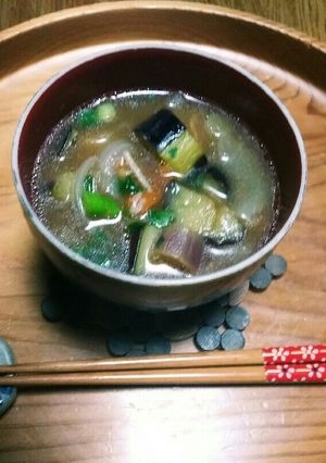 夏の赤だし!松山あげと揚げ茄子と茗荷-レシピのメイン写真