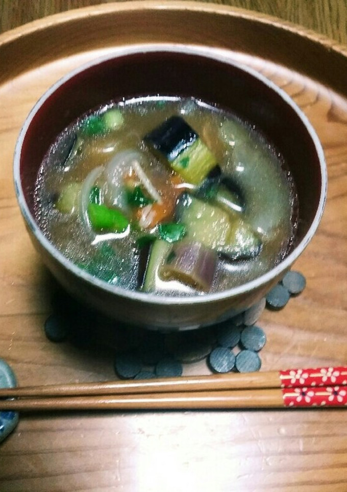夏の赤だし！松山あげと揚げ茄子と茗荷-レシピのメイン写真